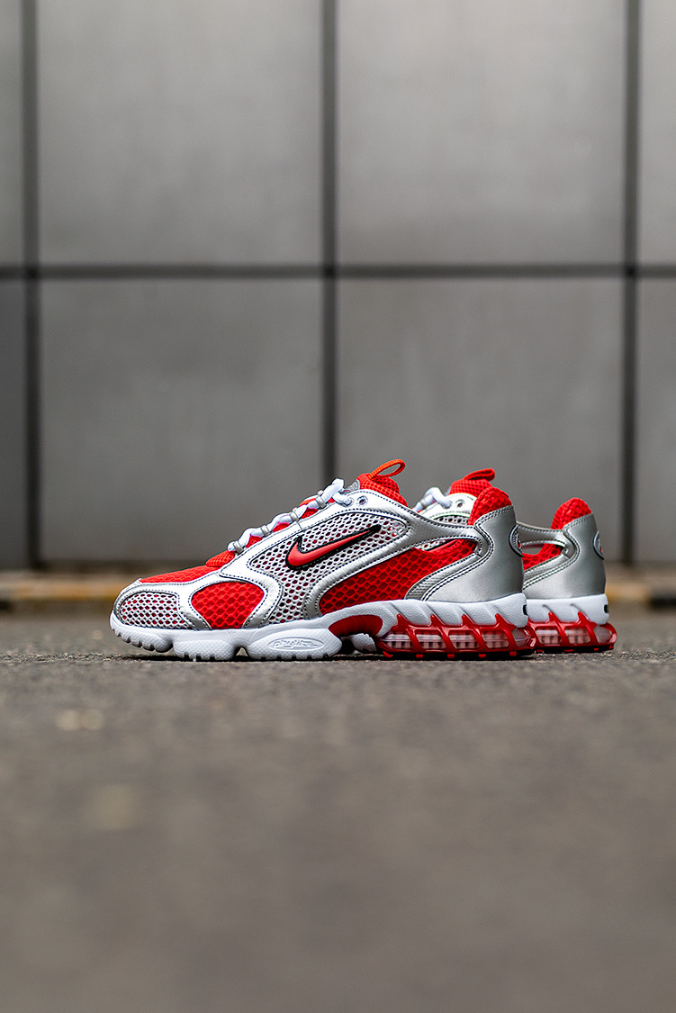 Nike Air Zoom Spiridon Caged 2 Silver Red White Shoes For Women